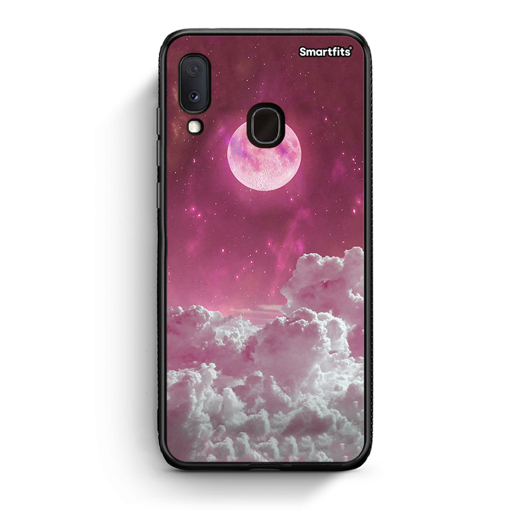 Samsung A20e Pink Moon Θήκη από τη Smartfits με σχέδιο στο πίσω μέρος και μαύρο περίβλημα | Smartphone case with colorful back and black bezels by Smartfits
