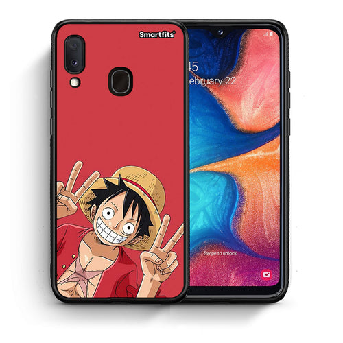 Θήκη Samsung Galaxy M20 Pirate Luffy από τη Smartfits με σχέδιο στο πίσω μέρος και μαύρο περίβλημα | Samsung Galaxy M20 Pirate Luffy case with colorful back and black bezels