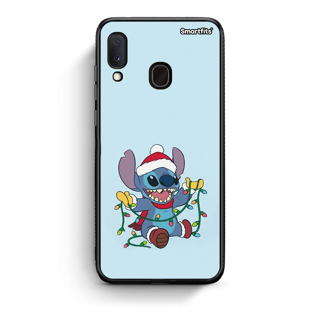 Samsung Galaxy M20 Santa Stich θήκη από τη Smartfits με σχέδιο στο πίσω μέρος και μαύρο περίβλημα | Smartphone case with colorful back and black bezels by Smartfits