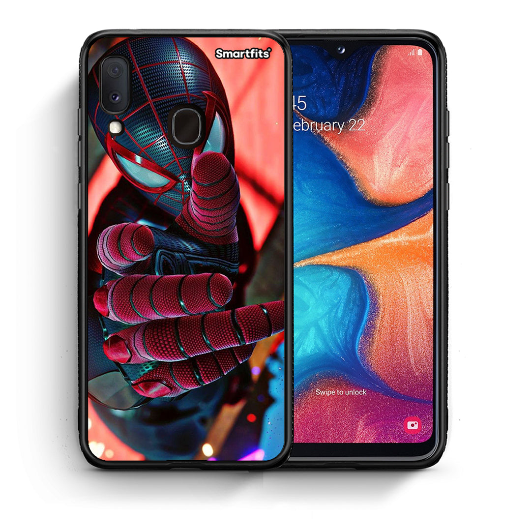 Θήκη Samsung A20e Spider Hand από τη Smartfits με σχέδιο στο πίσω μέρος και μαύρο περίβλημα | Samsung A20e Spider Hand case with colorful back and black bezels