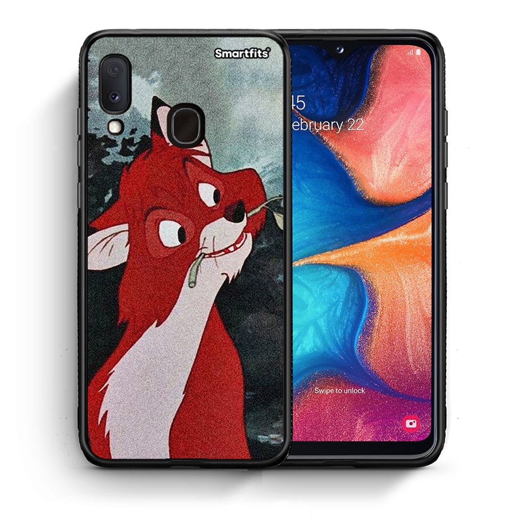 Θήκη Samsung A20e Tod And Vixey Love 1 από τη Smartfits με σχέδιο στο πίσω μέρος και μαύρο περίβλημα | Samsung A20e Tod And Vixey Love 1 case with colorful back and black bezels