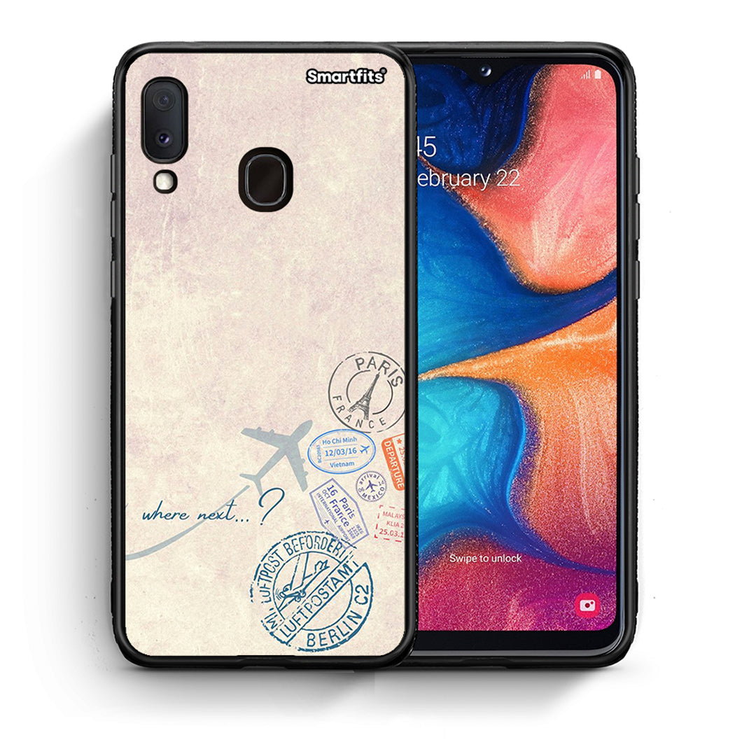 Θήκη Samsung Galaxy M20 Where Next από τη Smartfits με σχέδιο στο πίσω μέρος και μαύρο περίβλημα | Samsung Galaxy M20 Where Next case with colorful back and black bezels