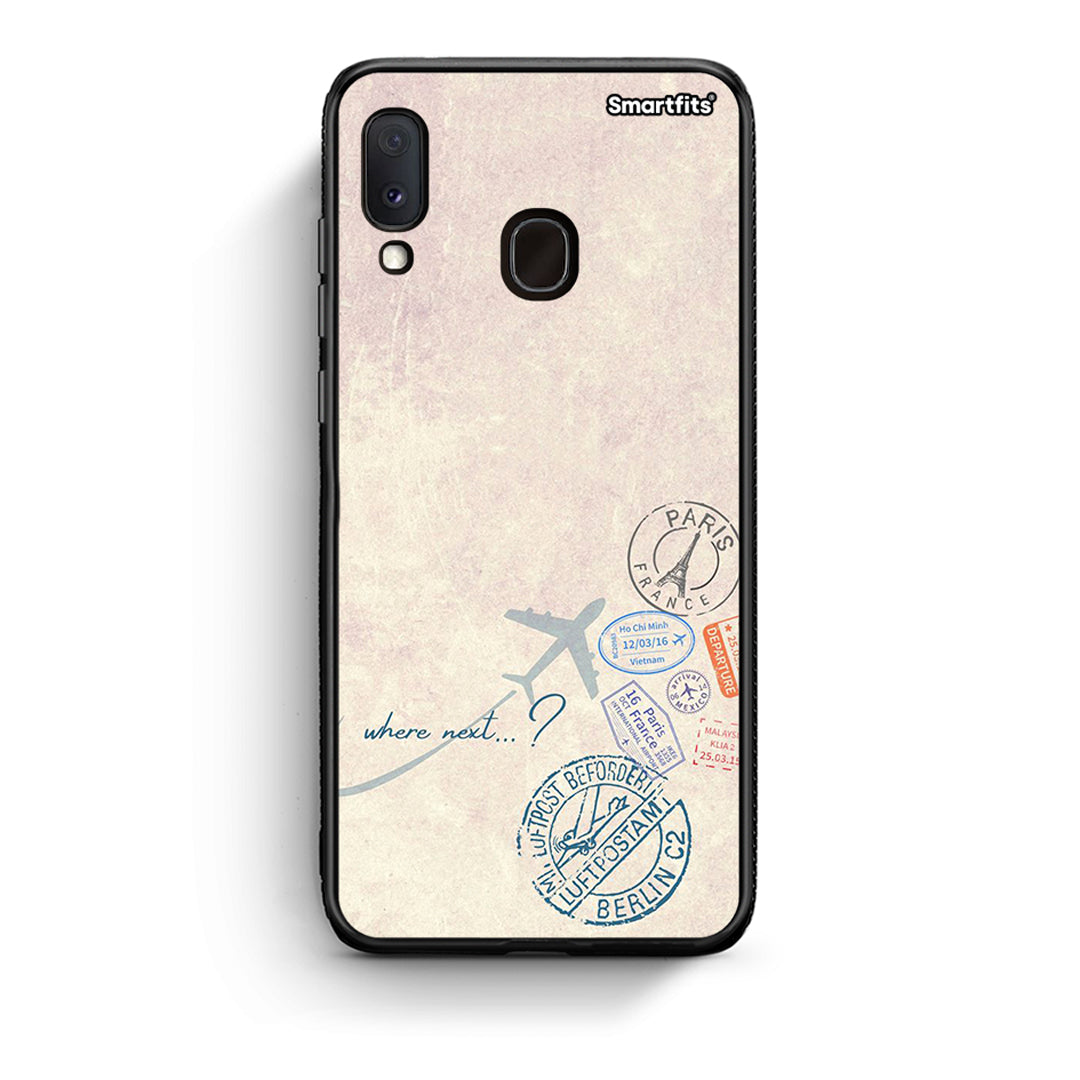 Samsung A20e Where Next Θήκη από τη Smartfits με σχέδιο στο πίσω μέρος και μαύρο περίβλημα | Smartphone case with colorful back and black bezels by Smartfits