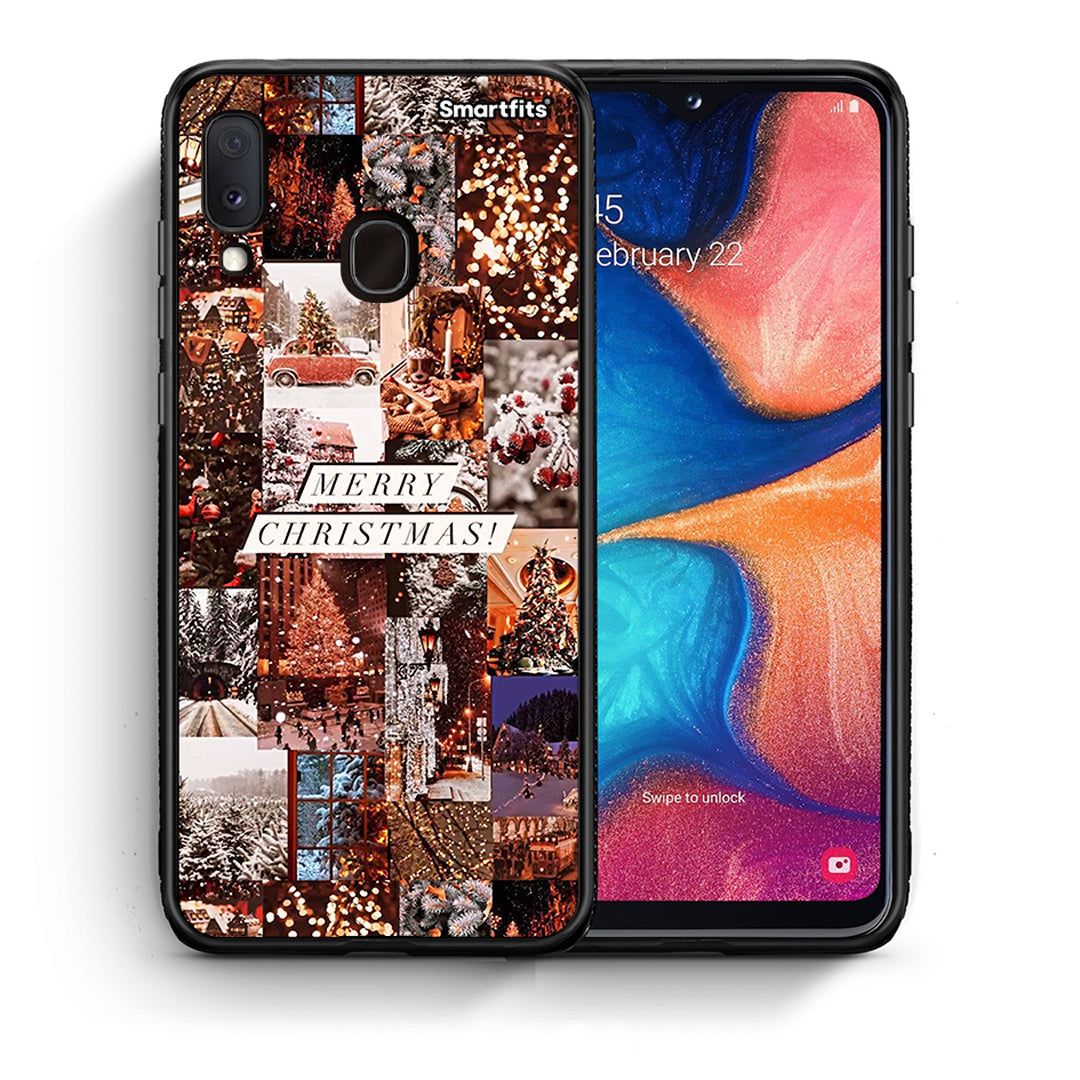 Θήκη Samsung Galaxy M20 Xmas Collage από τη Smartfits με σχέδιο στο πίσω μέρος και μαύρο περίβλημα | Samsung Galaxy M20 Xmas Collage case with colorful back and black bezels