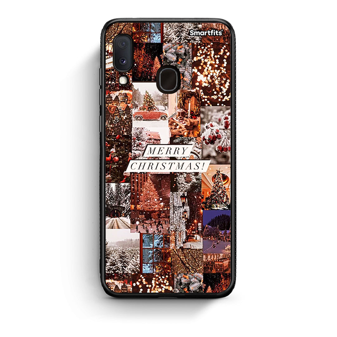 Samsung A20e Xmas Collage θήκη από τη Smartfits με σχέδιο στο πίσω μέρος και μαύρο περίβλημα | Smartphone case with colorful back and black bezels by Smartfits