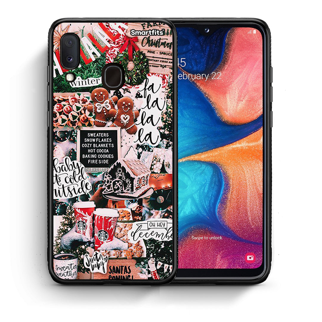 Θήκη Samsung Galaxy M20 Xmas Habbits από τη Smartfits με σχέδιο στο πίσω μέρος και μαύρο περίβλημα | Samsung Galaxy M20 Xmas Habbits case with colorful back and black bezels