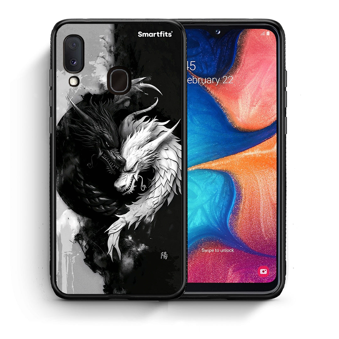 Θήκη Samsung A20e Yin Yang από τη Smartfits με σχέδιο στο πίσω μέρος και μαύρο περίβλημα | Samsung A20e Yin Yang case with colorful back and black bezels