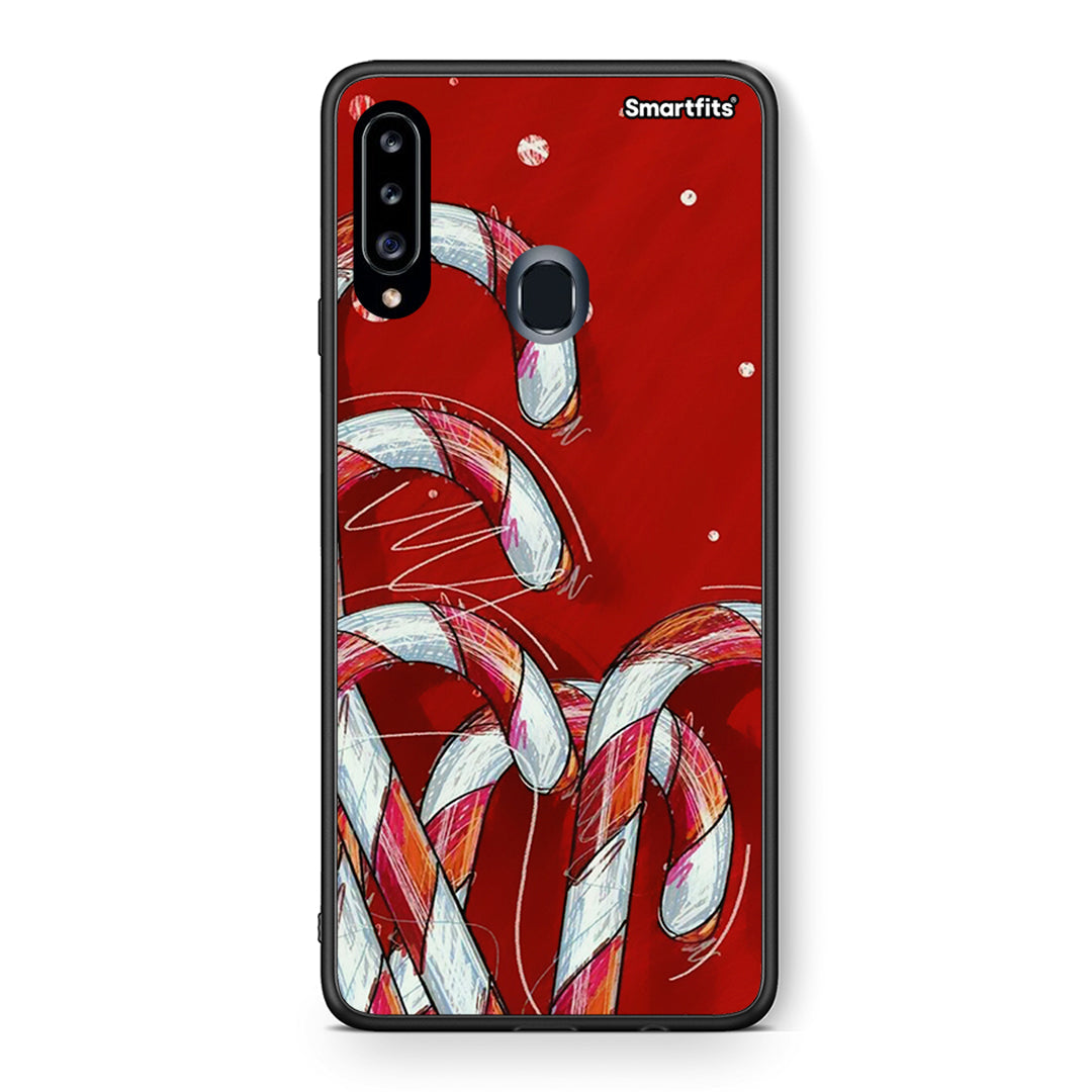 Θήκη Samsung Galaxy A20s Candy Cane από τη Smartfits με σχέδιο στο πίσω μέρος και μαύρο περίβλημα | Samsung Galaxy A20s Candy Cane case with colorful back and black bezels