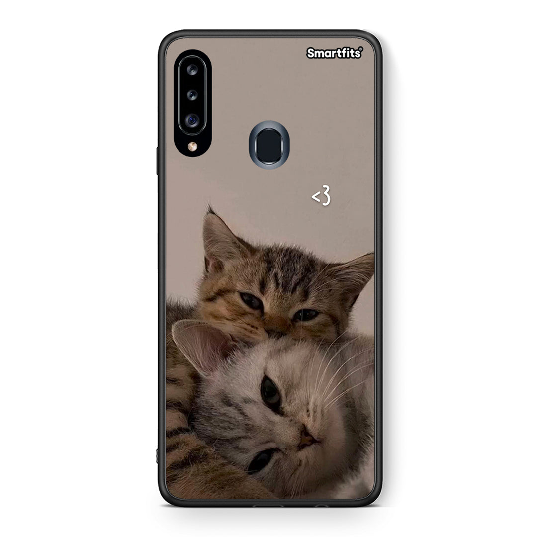 Θήκη Samsung Galaxy A20s Cats In Love από τη Smartfits με σχέδιο στο πίσω μέρος και μαύρο περίβλημα | Samsung Galaxy A20s Cats In Love case with colorful back and black bezels
