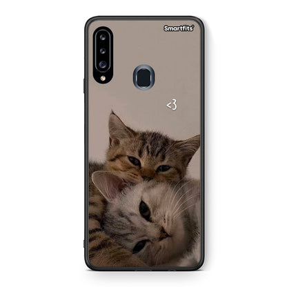 Θήκη Samsung Galaxy A20s Cats In Love από τη Smartfits με σχέδιο στο πίσω μέρος και μαύρο περίβλημα | Samsung Galaxy A20s Cats In Love case with colorful back and black bezels