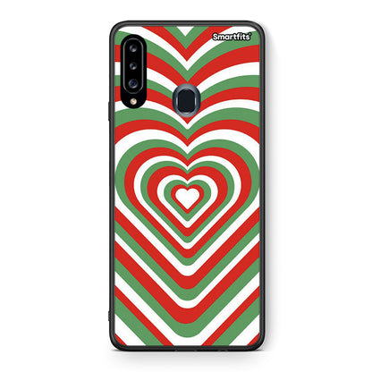 Θήκη Samsung Galaxy A20s Christmas Hearts από τη Smartfits με σχέδιο στο πίσω μέρος και μαύρο περίβλημα | Samsung Galaxy A20s Christmas Hearts case with colorful back and black bezels