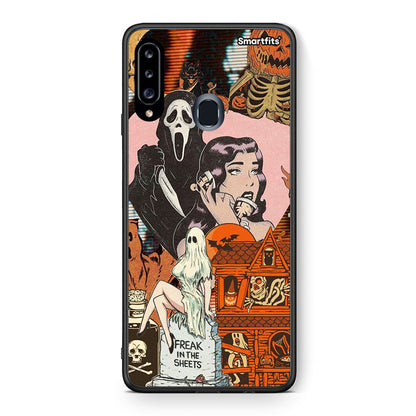Θήκη Samsung Galaxy A20s Halloween Collage από τη Smartfits με σχέδιο στο πίσω μέρος και μαύρο περίβλημα | Samsung Galaxy A20s Halloween Collage case with colorful back and black bezels