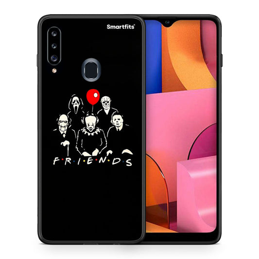 Θήκη Samsung Galaxy A20s Halloween Friends από τη Smartfits με σχέδιο στο πίσω μέρος και μαύρο περίβλημα | Samsung Galaxy A20s Halloween Friends case with colorful back and black bezels
