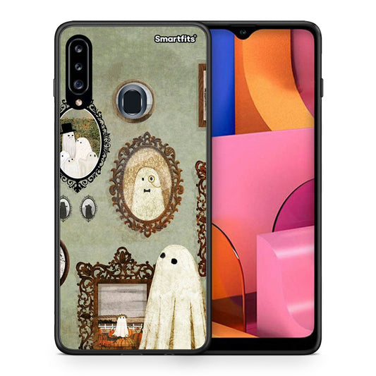 Θήκη Samsung Galaxy A20s Halloween Ghost Season από τη Smartfits με σχέδιο στο πίσω μέρος και μαύρο περίβλημα | Samsung Galaxy A20s Halloween Ghost Season case with colorful back and black bezels