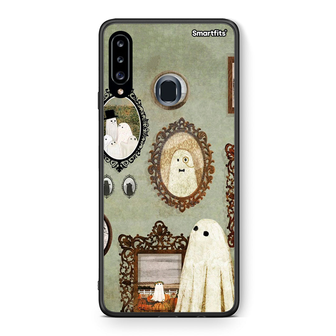 Θήκη Samsung Galaxy A20s Halloween Ghost Season από τη Smartfits με σχέδιο στο πίσω μέρος και μαύρο περίβλημα | Samsung Galaxy A20s Halloween Ghost Season case with colorful back and black bezels