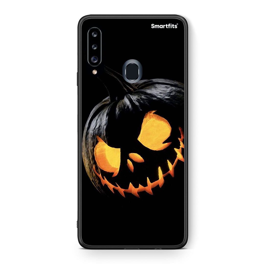 Θήκη Samsung Galaxy A20s Halloween Scary Pumpkin από τη Smartfits με σχέδιο στο πίσω μέρος και μαύρο περίβλημα | Samsung Galaxy A20s Halloween Scary Pumpkin case with colorful back and black bezels