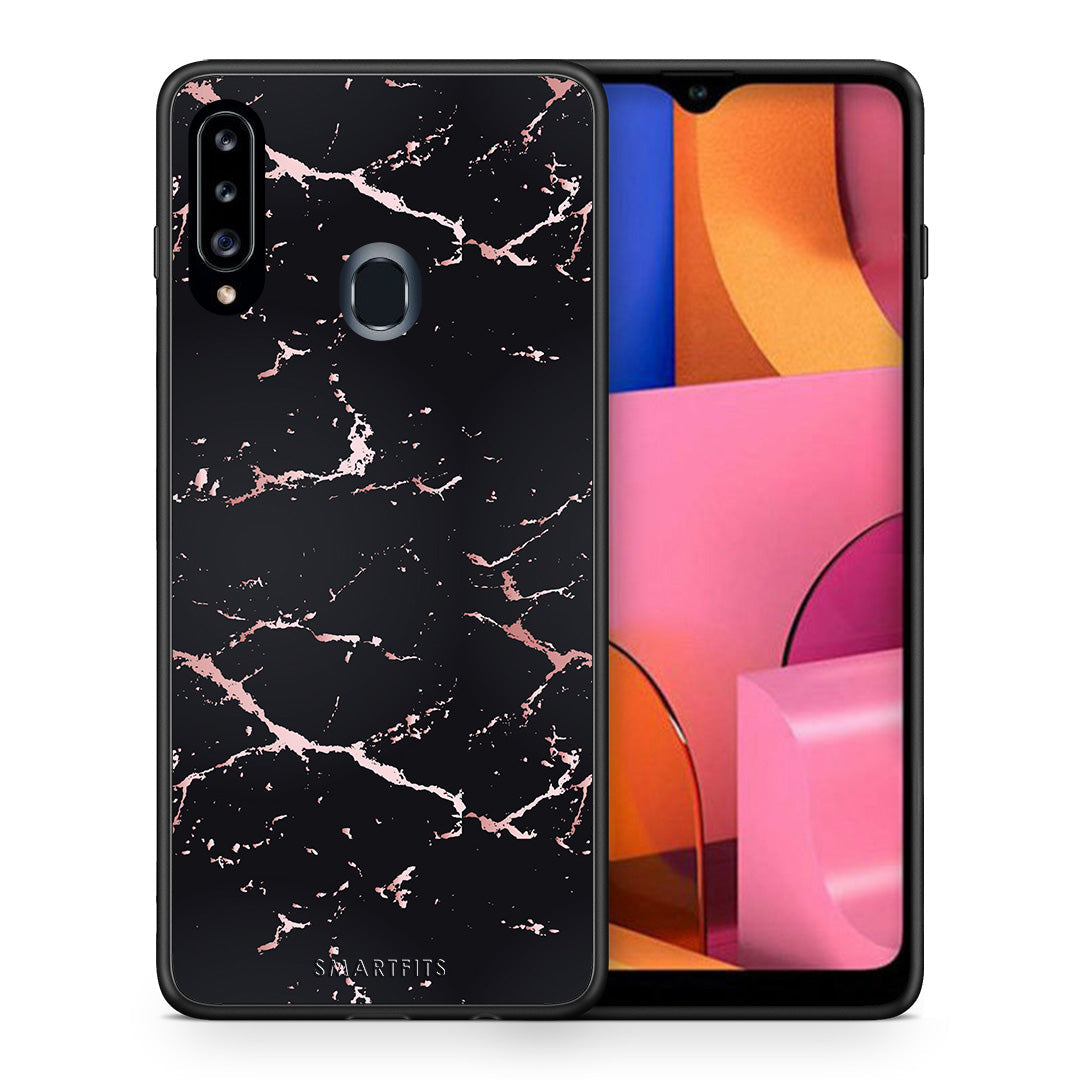 Marble Black Rosegold - Samsung Galaxy A20s θήκη