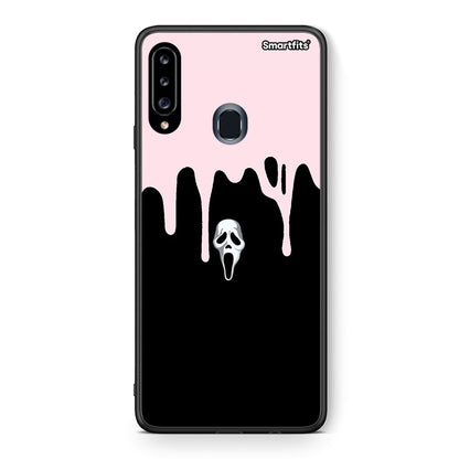 Θήκη Samsung Galaxy A20s Melting Halloween Mask από τη Smartfits με σχέδιο στο πίσω μέρος και μαύρο περίβλημα | Samsung Galaxy A20s Melting Halloween Mask case with colorful back and black bezels