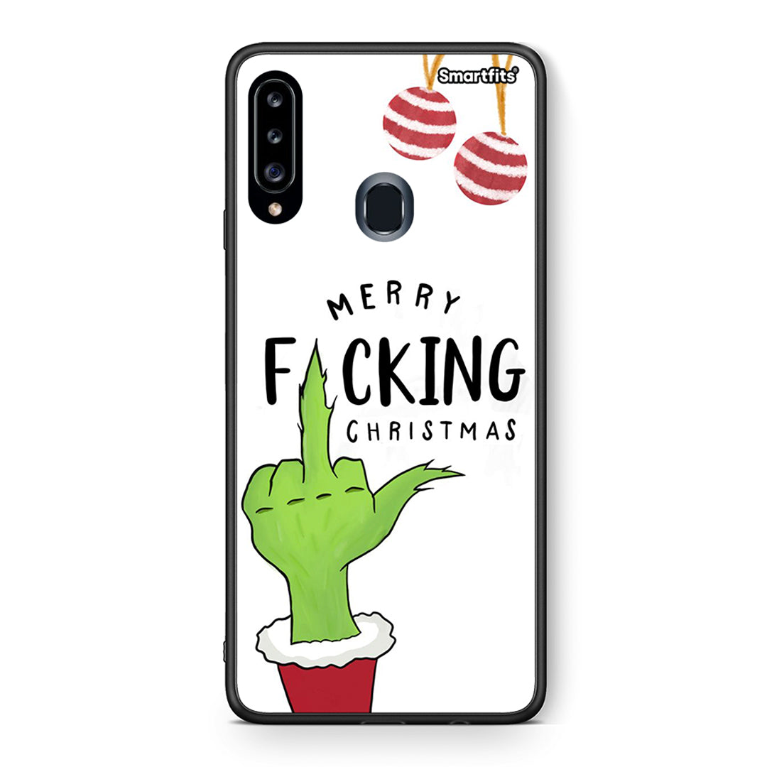 Θήκη Samsung Galaxy A20s Merry F Xmas από τη Smartfits με σχέδιο στο πίσω μέρος και μαύρο περίβλημα | Samsung Galaxy A20s Merry F Xmas case with colorful back and black bezels