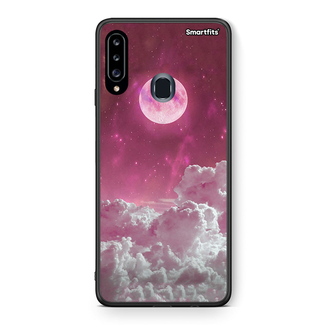 Θήκη Samsung Galaxy A20s Pink Moon από τη Smartfits με σχέδιο στο πίσω μέρος και μαύρο περίβλημα | Samsung Galaxy A20s Pink Moon case with colorful back and black bezels