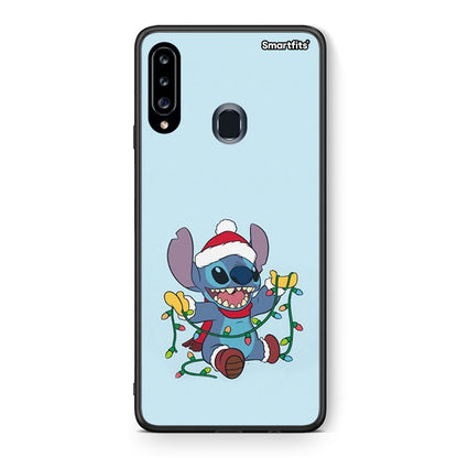 Θήκη Samsung Galaxy A20s Santa Stich από τη Smartfits με σχέδιο στο πίσω μέρος και μαύρο περίβλημα | Samsung Galaxy A20s Santa Stich case with colorful back and black bezels