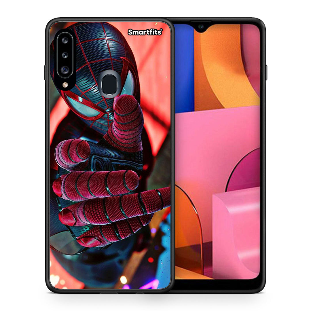 Θήκη Samsung Galaxy A20s Spider Hand από τη Smartfits με σχέδιο στο πίσω μέρος και μαύρο περίβλημα | Samsung Galaxy A20s Spider Hand case with colorful back and black bezels