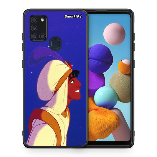 Θήκη Samsung A21s Alladin And Jasmine Love 1 από τη Smartfits με σχέδιο στο πίσω μέρος και μαύρο περίβλημα | Samsung A21s Alladin And Jasmine Love 1 case with colorful back and black bezels