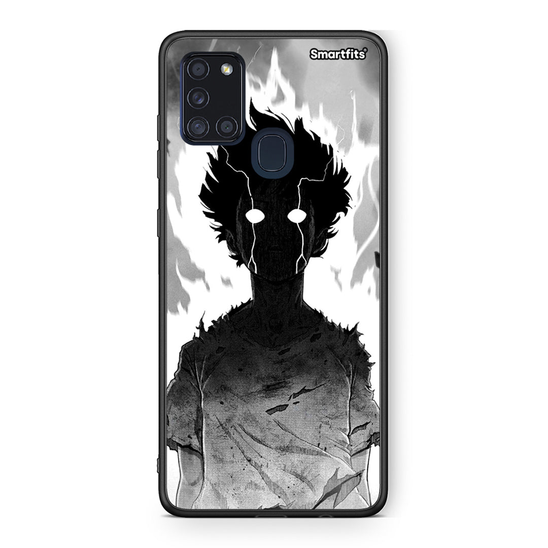 Samsung A21s Anime Boy Θήκη από τη Smartfits με σχέδιο στο πίσω μέρος και μαύρο περίβλημα | Smartphone case with colorful back and black bezels by Smartfits