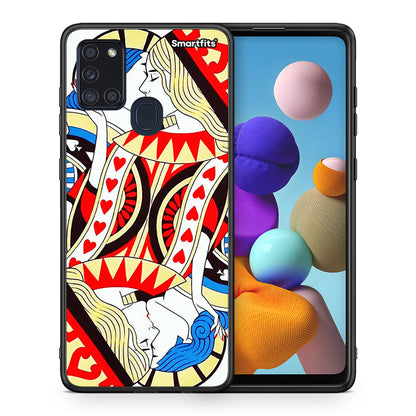 Θήκη Samsung A21s Card Love από τη Smartfits με σχέδιο στο πίσω μέρος και μαύρο περίβλημα | Samsung A21s Card Love case with colorful back and black bezels