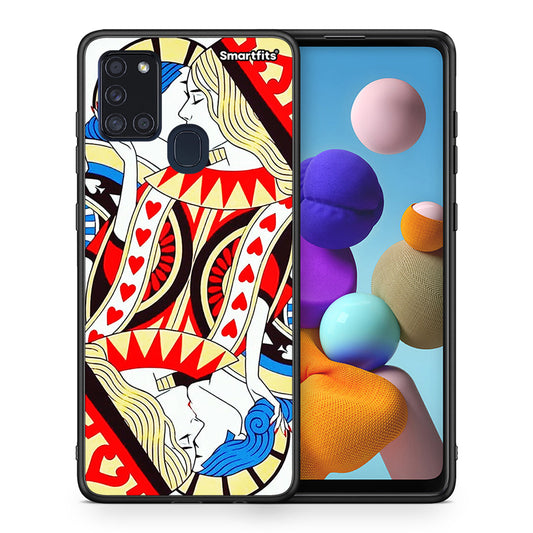Θήκη Samsung A21s Card Love από τη Smartfits με σχέδιο στο πίσω μέρος και μαύρο περίβλημα | Samsung A21s Card Love case with colorful back and black bezels