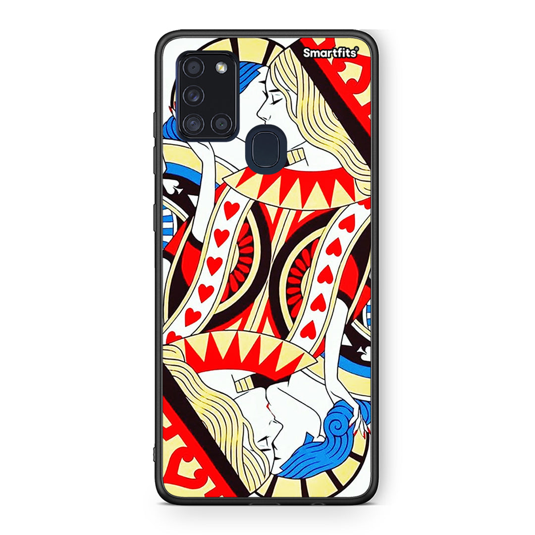 Samsung A21s Card Love θήκη από τη Smartfits με σχέδιο στο πίσω μέρος και μαύρο περίβλημα | Smartphone case with colorful back and black bezels by Smartfits