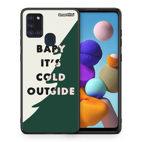 Θήκη Samsung A21s Cold Outside από τη Smartfits με σχέδιο στο πίσω μέρος και μαύρο περίβλημα | Samsung A21s Cold Outside case with colorful back and black bezels