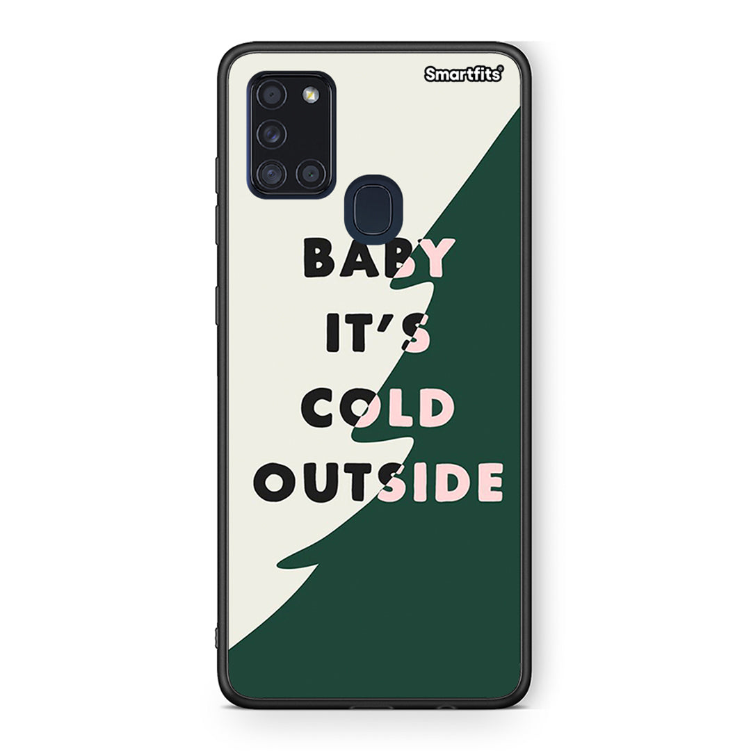 Samsung A21s Cold Outside θήκη από τη Smartfits με σχέδιο στο πίσω μέρος και μαύρο περίβλημα | Smartphone case with colorful back and black bezels by Smartfits