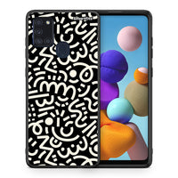 Thumbnail for Θήκη Samsung A21s Doodle Art από τη Smartfits με σχέδιο στο πίσω μέρος και μαύρο περίβλημα | Samsung A21s Doodle Art case with colorful back and black bezels