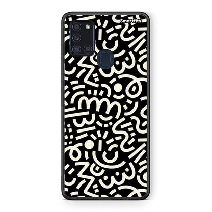 Samsung A21s Doodle Art Θήκη από τη Smartfits με σχέδιο στο πίσω μέρος και μαύρο περίβλημα | Smartphone case with colorful back and black bezels by Smartfits