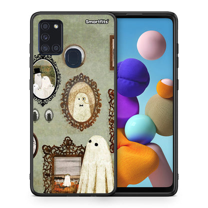 Θήκη Samsung A21s Halloween Ghost Season από τη Smartfits με σχέδιο στο πίσω μέρος και μαύρο περίβλημα | Samsung A21s Halloween Ghost Season case with colorful back and black bezels
