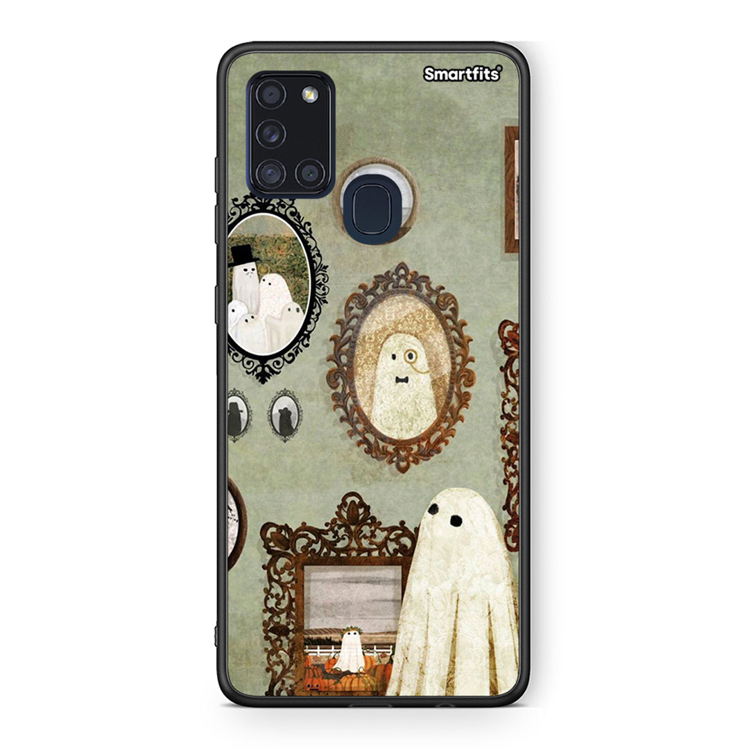 Samsung A21s Halloween Ghost Season Θήκη από τη Smartfits με σχέδιο στο πίσω μέρος και μαύρο περίβλημα | Smartphone case with colorful back and black bezels by Smartfits