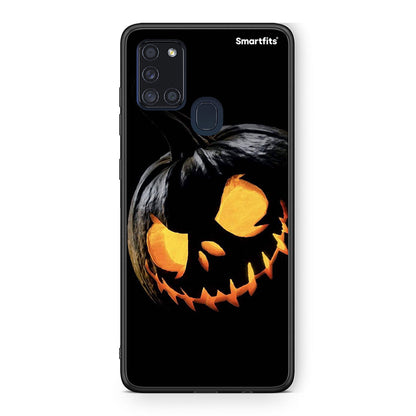 Samsung A21s Halloween Scary Pumpkin Θήκη από τη Smartfits με σχέδιο στο πίσω μέρος και μαύρο περίβλημα | Smartphone case with colorful back and black bezels by Smartfits