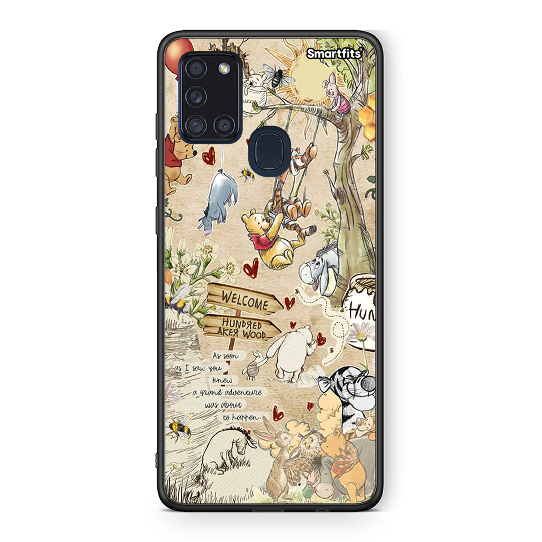 Samsung A21s Happy Friends θήκη από τη Smartfits με σχέδιο στο πίσω μέρος και μαύρο περίβλημα | Smartphone case with colorful back and black bezels by Smartfits