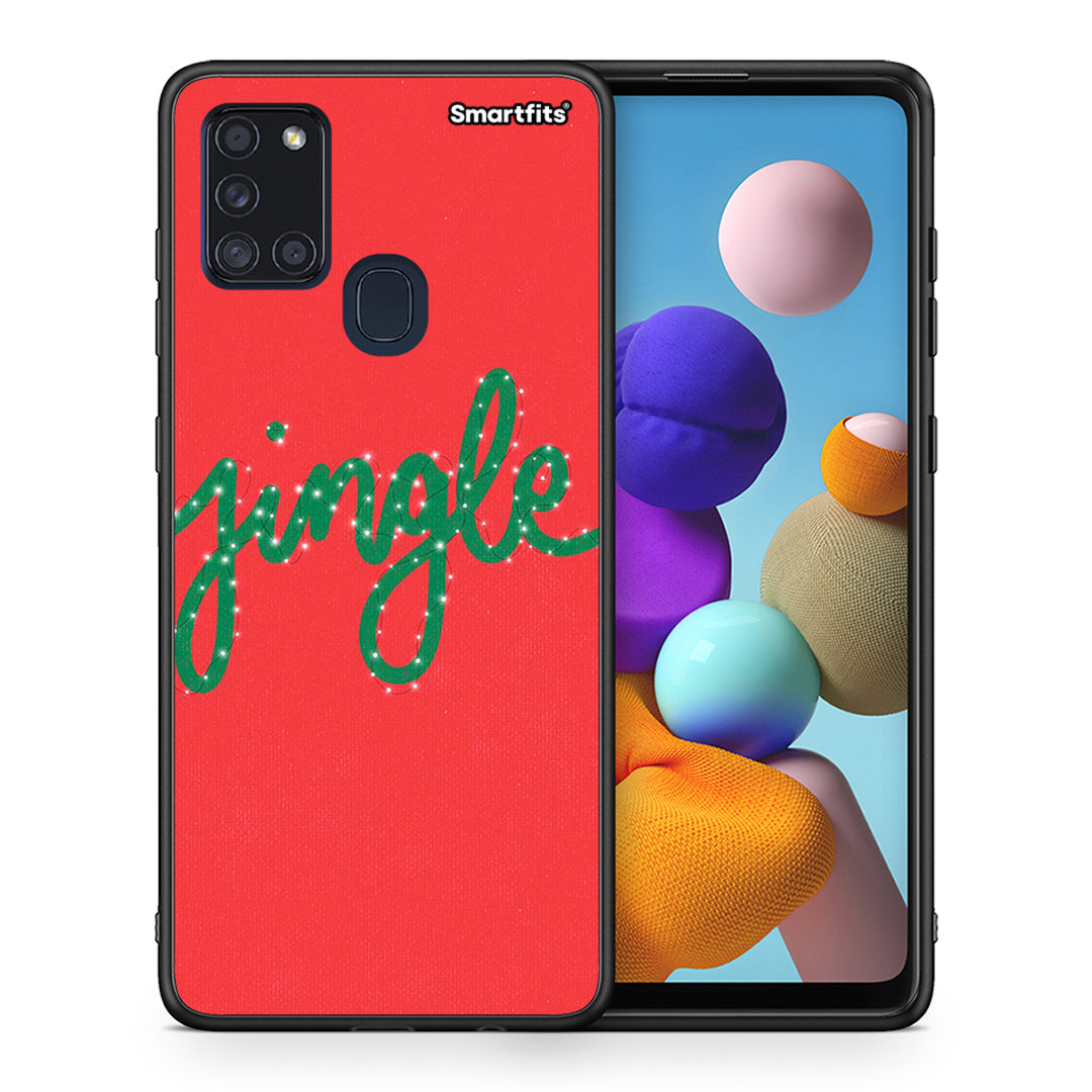 Θήκη Samsung A21s Jingle Xmas από τη Smartfits με σχέδιο στο πίσω μέρος και μαύρο περίβλημα | Samsung A21s Jingle Xmas case with colorful back and black bezels