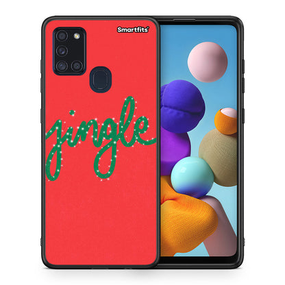 Θήκη Samsung A21s Jingle Xmas από τη Smartfits με σχέδιο στο πίσω μέρος και μαύρο περίβλημα | Samsung A21s Jingle Xmas case with colorful back and black bezels