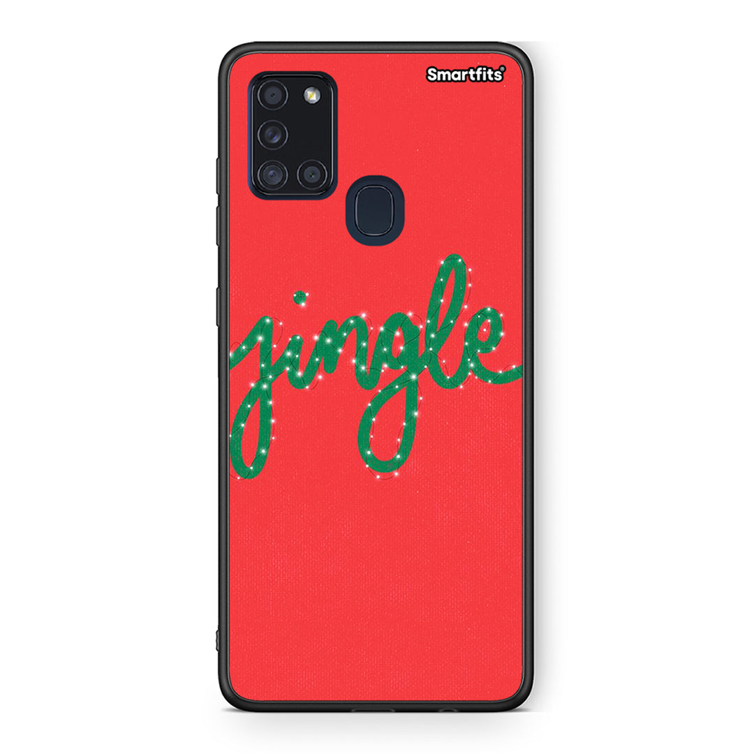 Samsung A21s Jingle Xmas θήκη από τη Smartfits με σχέδιο στο πίσω μέρος και μαύρο περίβλημα | Smartphone case with colorful back and black bezels by Smartfits