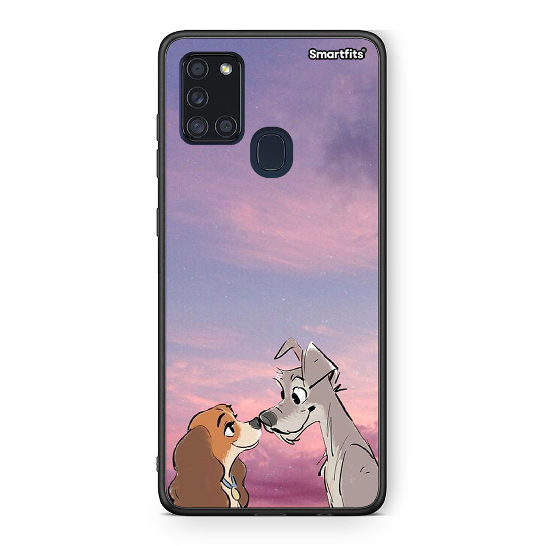 Samsung A21s Lady And Tramp θήκη από τη Smartfits με σχέδιο στο πίσω μέρος και μαύρο περίβλημα | Smartphone case with colorful back and black bezels by Smartfits