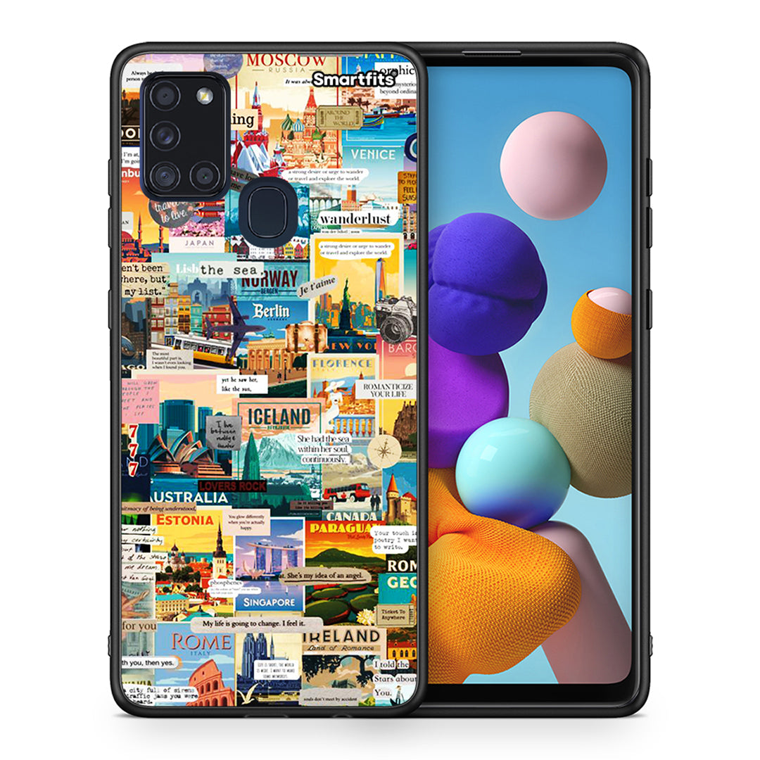 Θήκη Samsung A21s Live To Travel από τη Smartfits με σχέδιο στο πίσω μέρος και μαύρο περίβλημα | Samsung A21s Live To Travel case with colorful back and black bezels