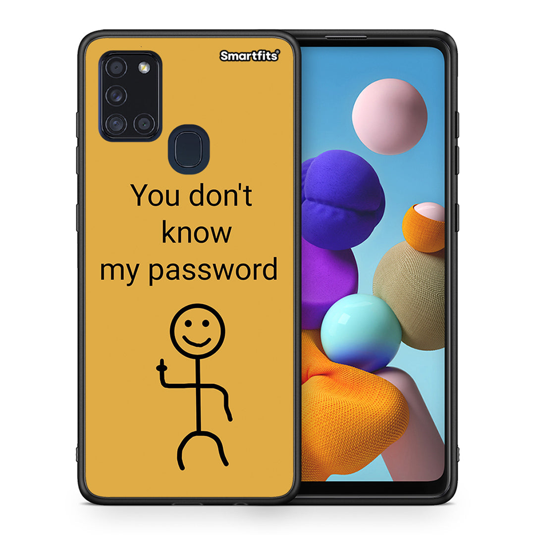 Θήκη Samsung A21s My Password από τη Smartfits με σχέδιο στο πίσω μέρος και μαύρο περίβλημα | Samsung A21s My Password case with colorful back and black bezels