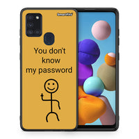 Thumbnail for Θήκη Samsung A21s My Password από τη Smartfits με σχέδιο στο πίσω μέρος και μαύρο περίβλημα | Samsung A21s My Password case with colorful back and black bezels