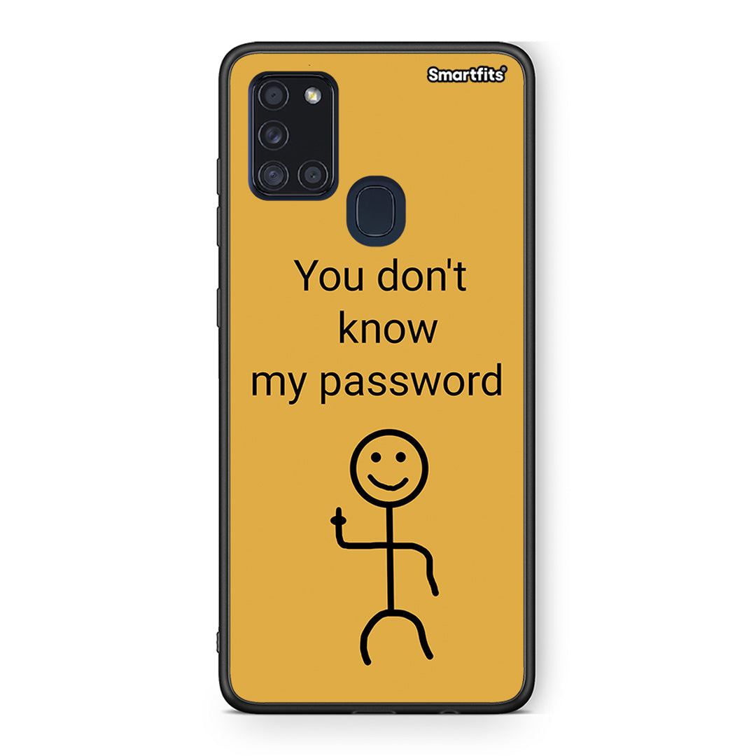 Samsung A21s My Password Θήκη από τη Smartfits με σχέδιο στο πίσω μέρος και μαύρο περίβλημα | Smartphone case with colorful back and black bezels by Smartfits
