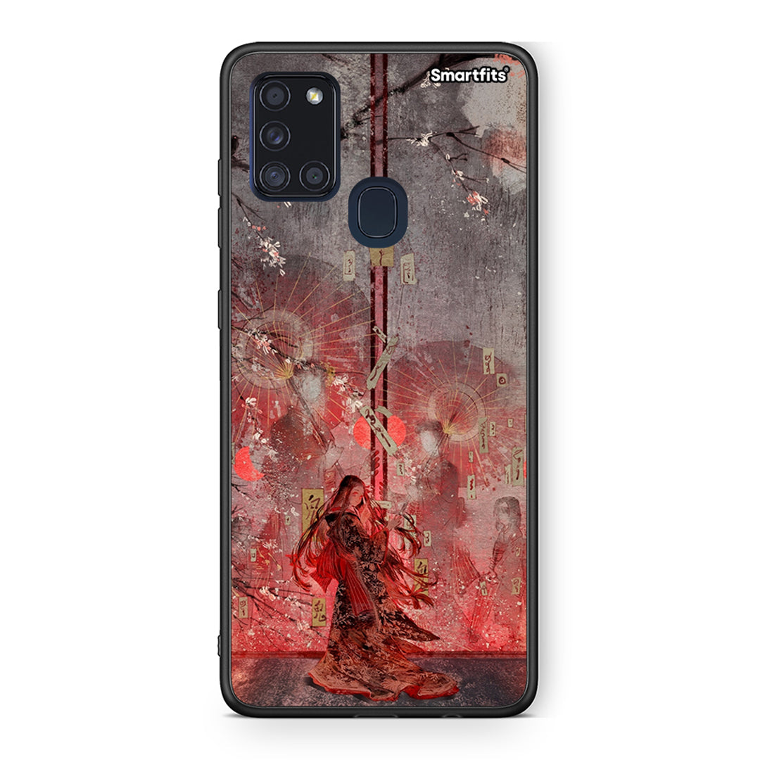 Samsung A21s Nezuko Kamado θήκη από τη Smartfits με σχέδιο στο πίσω μέρος και μαύρο περίβλημα | Smartphone case with colorful back and black bezels by Smartfits