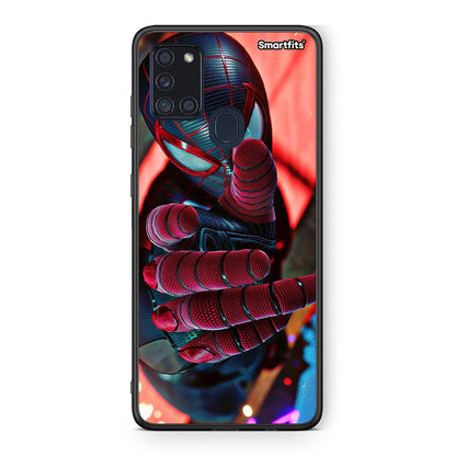 Samsung A21s Spider Hand Θήκη από τη Smartfits με σχέδιο στο πίσω μέρος και μαύρο περίβλημα | Smartphone case with colorful back and black bezels by Smartfits