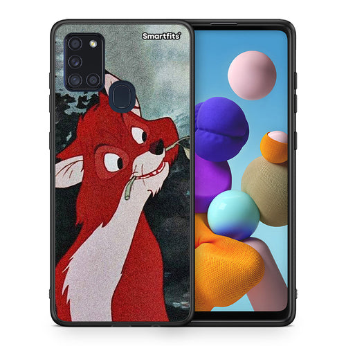 Θήκη Samsung A21s Tod And Vixey Love 1 από τη Smartfits με σχέδιο στο πίσω μέρος και μαύρο περίβλημα | Samsung A21s Tod And Vixey Love 1 case with colorful back and black bezels